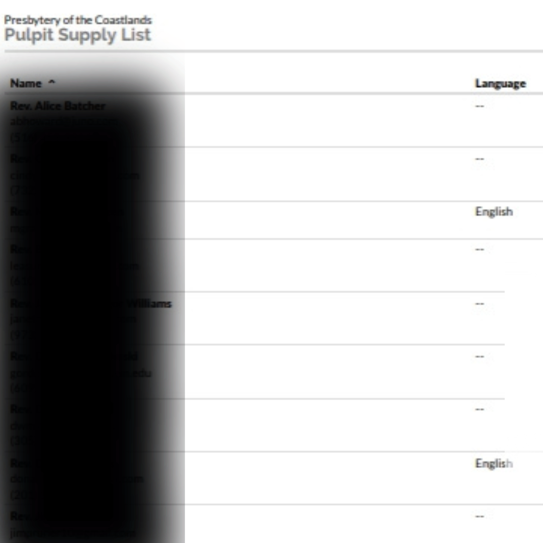 Pulpit Supply List 2025